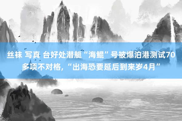 丝袜 写真 台好处潜艇“海鲲”号被爆泊港测试70多项不对格， “出海恐要延后到来岁4月”