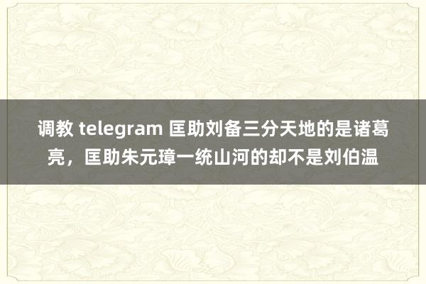 调教 telegram 匡助刘备三分天地的是诸葛亮，匡助朱元璋一统山河的却不是刘伯温