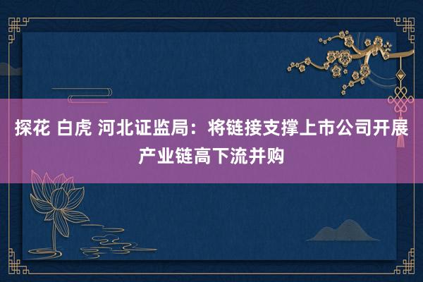 探花 白虎 河北证监局：将链接支撑上市公司开展产业链高下流并购