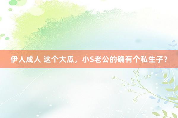 伊人成人 这个大瓜，小S老公的确有个私生子？