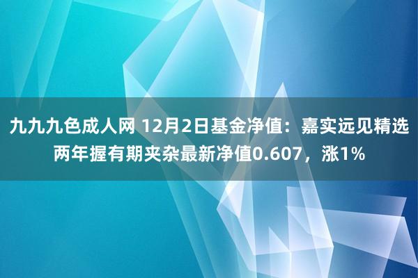 九九九色成人网 12月2日基金净值：嘉实远见精选两年握有期夹杂最新净值0.607，涨1%