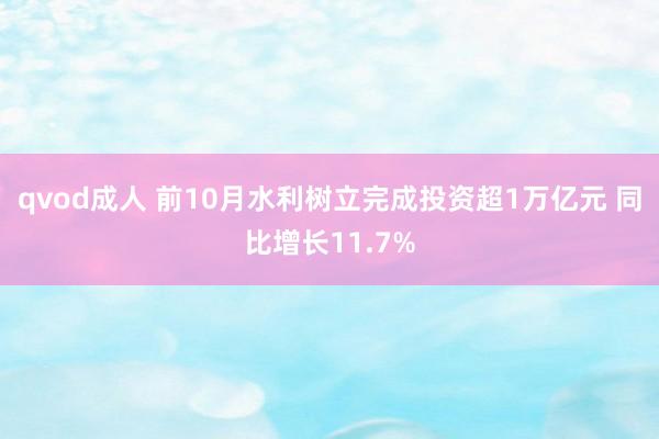 qvod成人 前10月水利树立完成投资超1万亿元 同比增长11.7%