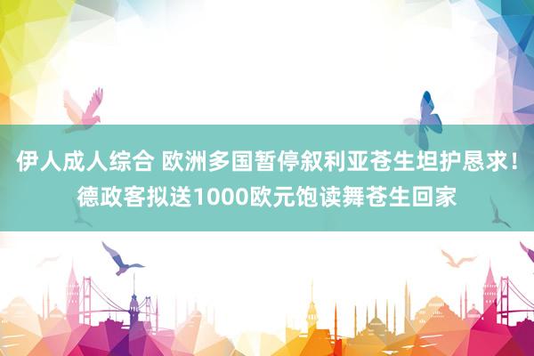 伊人成人综合 欧洲多国暂停叙利亚苍生坦护恳求！德政客拟送1000欧元饱读舞苍生回家