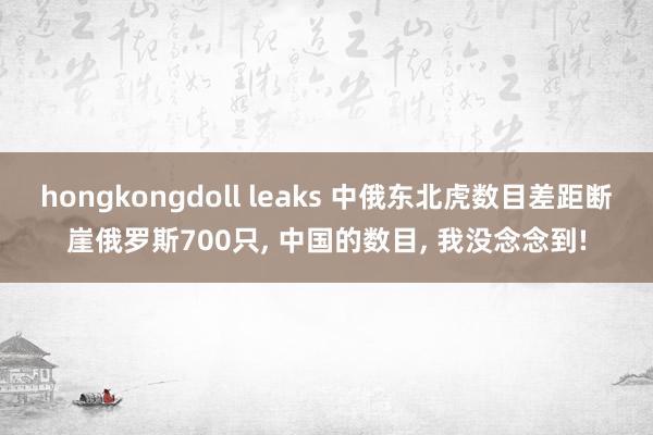 hongkongdoll leaks 中俄东北虎数目差距断崖俄罗斯700只， 中国的数目， 我没念念到!