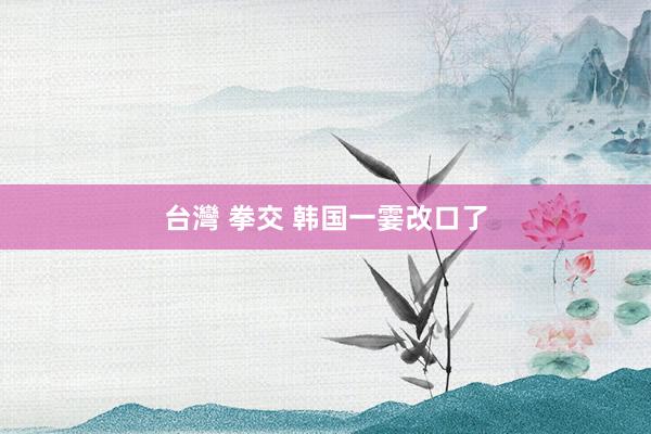 台灣 拳交 韩国一霎改口了