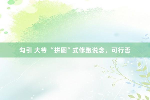 勾引 大爷 “拼图”式修跑说念，可行否