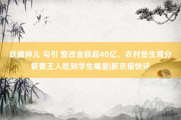 妖媚婷儿 勾引 整改金额超40亿，农村塾生育分餐要王人吃到学生嘴里|新京报快评