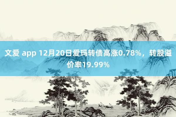 文爱 app 12月20日爱玛转债高涨0.78%，转股溢价率19.99%