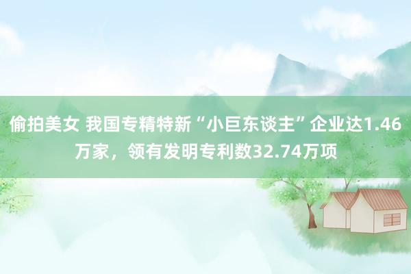 偷拍美女 我国专精特新“小巨东谈主”企业达1.46万家，领有发明专利数32.74万项
