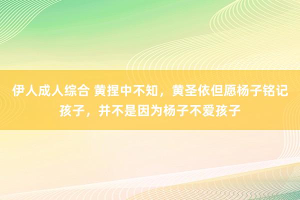 伊人成人综合 黄捏中不知，黄圣依但愿杨子铭记孩子，并不是因为杨子不爱孩子