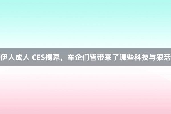 伊人成人 CES揭幕，车企们皆带来了哪些科技与狠活
