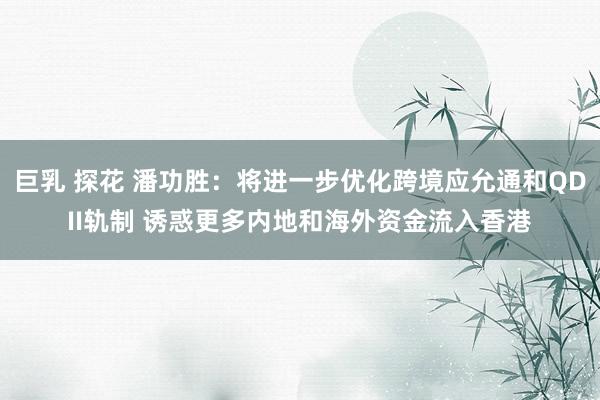 巨乳 探花 潘功胜：将进一步优化跨境应允通和QDII轨制 诱惑更多内地和海外资金流入香港