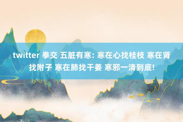 twitter 拳交 五脏有寒: 寒在心找桂枝 寒在肾找附子 寒在肺找干姜 寒邪一清到底!