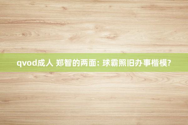 qvod成人 郑智的两面: 球霸照旧办事楷模?
