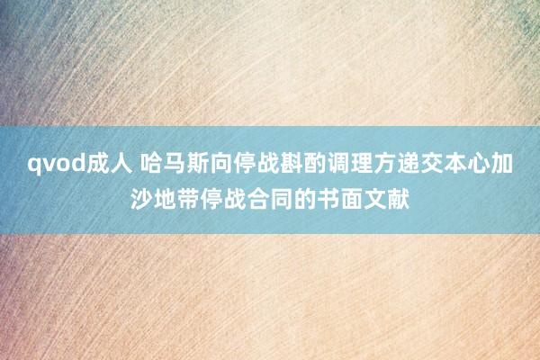 qvod成人 哈马斯向停战斟酌调理方递交本心加沙地带停战合同的书面文献