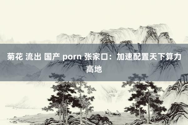 菊花 流出 国产 porn 张家口：加速配置天下算力高地