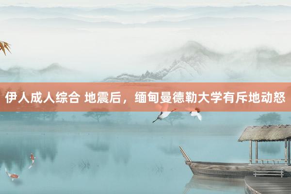 伊人成人综合 地震后，缅甸曼德勒大学有斥地动怒
