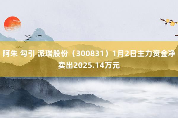 阿朱 勾引 派瑞股份（300831）1月2日主力资金净卖出2025.14万元