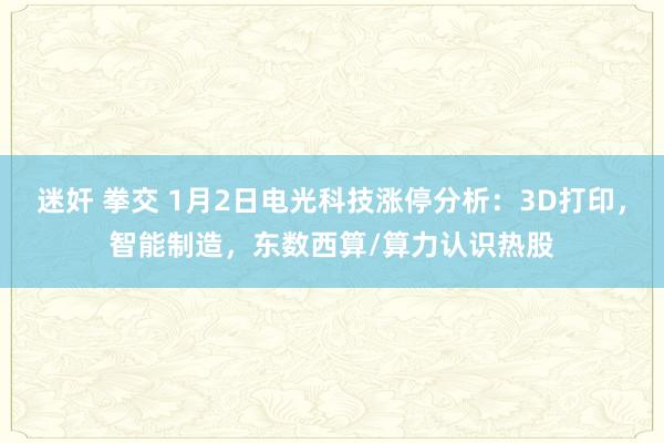 迷奸 拳交 1月2日电光科技涨停分析：3D打印，智能制造，东数西算/算力认识热股