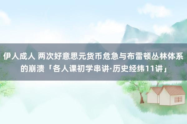 伊人成人 两次好意思元货币危急与布雷顿丛林体系的崩溃「各人课初学串讲·历史经纬11讲」