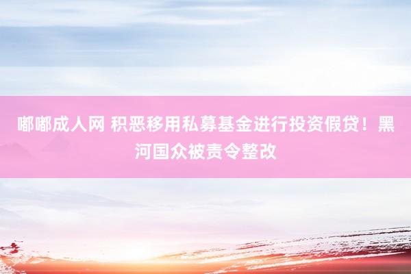 嘟嘟成人网 积恶移用私募基金进行投资假贷！黑河国众被责令整改