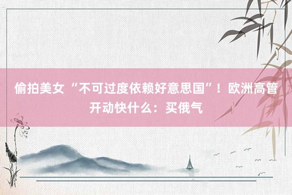 偷拍美女 “不可过度依赖好意思国”！欧洲高管开动快什么：买俄气