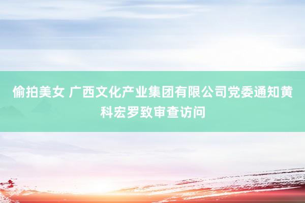 偷拍美女 广西文化产业集团有限公司党委通知黄科宏罗致审查访问