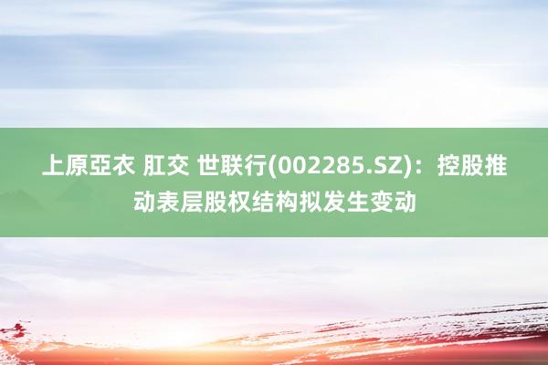 上原亞衣 肛交 世联行(002285.SZ)：控股推动表层股权结构拟发生变动