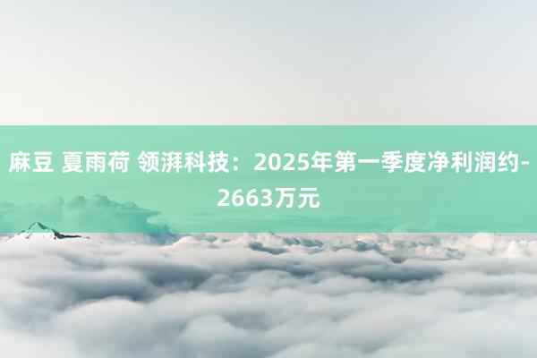 麻豆 夏雨荷 领湃科技：2025年第一季度净利润约-2663万元
