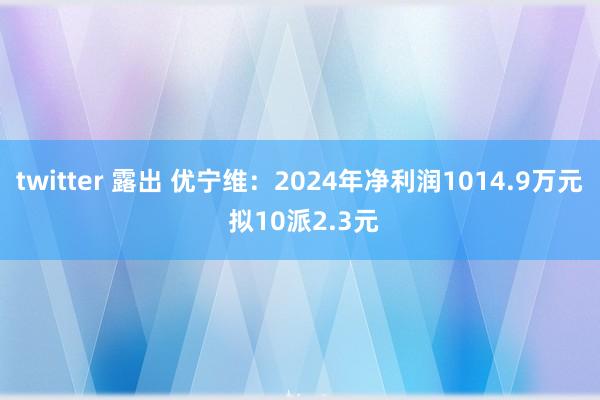 twitter 露出 优宁维：2024年净利润1014.9万元 拟10派2.3元
