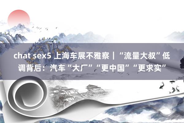 chat sex5 上海车展不雅察｜“流量大叔”低调背后：汽车“大厂”“更中国”“更求实”
