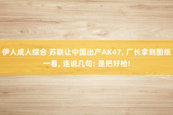 伊人成人综合 苏联让中国出产AK47， 厂长拿到图纸一看， 连说几句: 是把好枪!