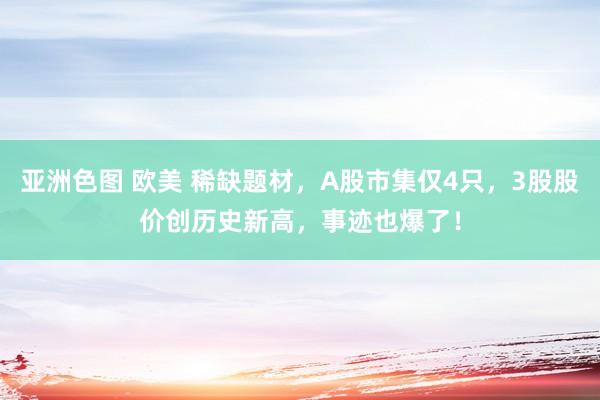 亚洲色图 欧美 稀缺题材，A股市集仅4只，3股股价创历史新高，事迹也爆了！