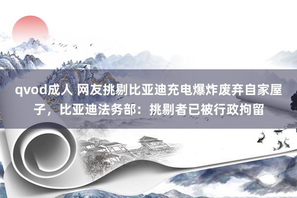 qvod成人 网友挑剔比亚迪充电爆炸废弃自家屋子，比亚迪法务部：挑剔者已被行政拘留